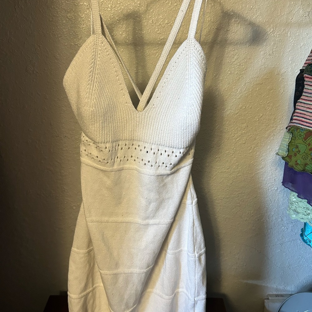 Cream Knit Sleeveless Dress